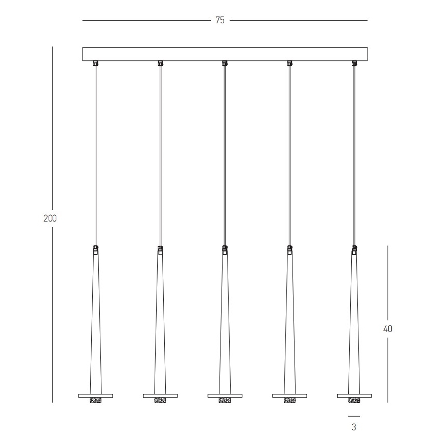 Zambelis 22112 - LED dimmbare Hängeleuchte an Seil 5xLED/3W/230V CRI90 schwarz