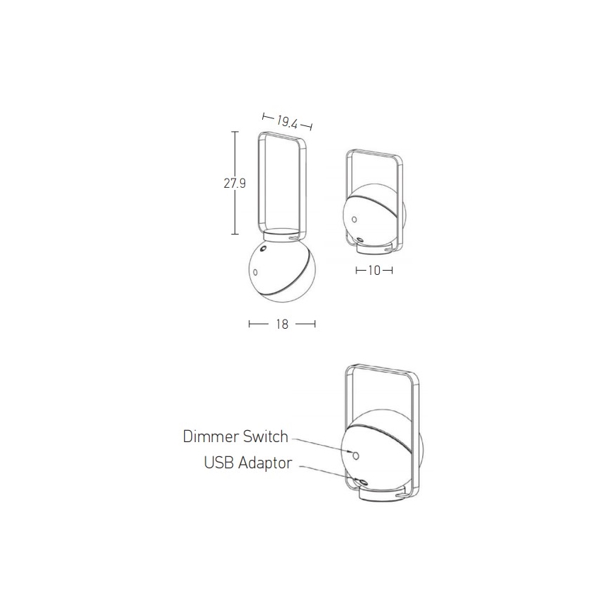 Zambelis E234 - LED dimmbare Außenleuchte LED/1,5W/3,7V 2600 mAh IP44 weiß