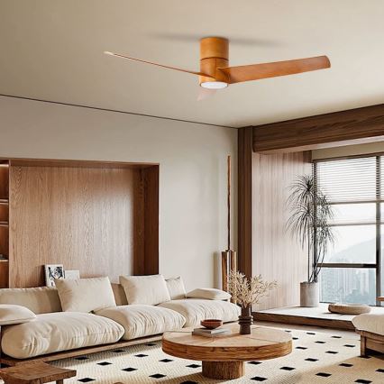 ZEVENTI - LED-Deckenventilator BARROSA LED/18W/230V 3000/4000/6000K Wi‑Fi (Tuya) braun + Fernbedienung