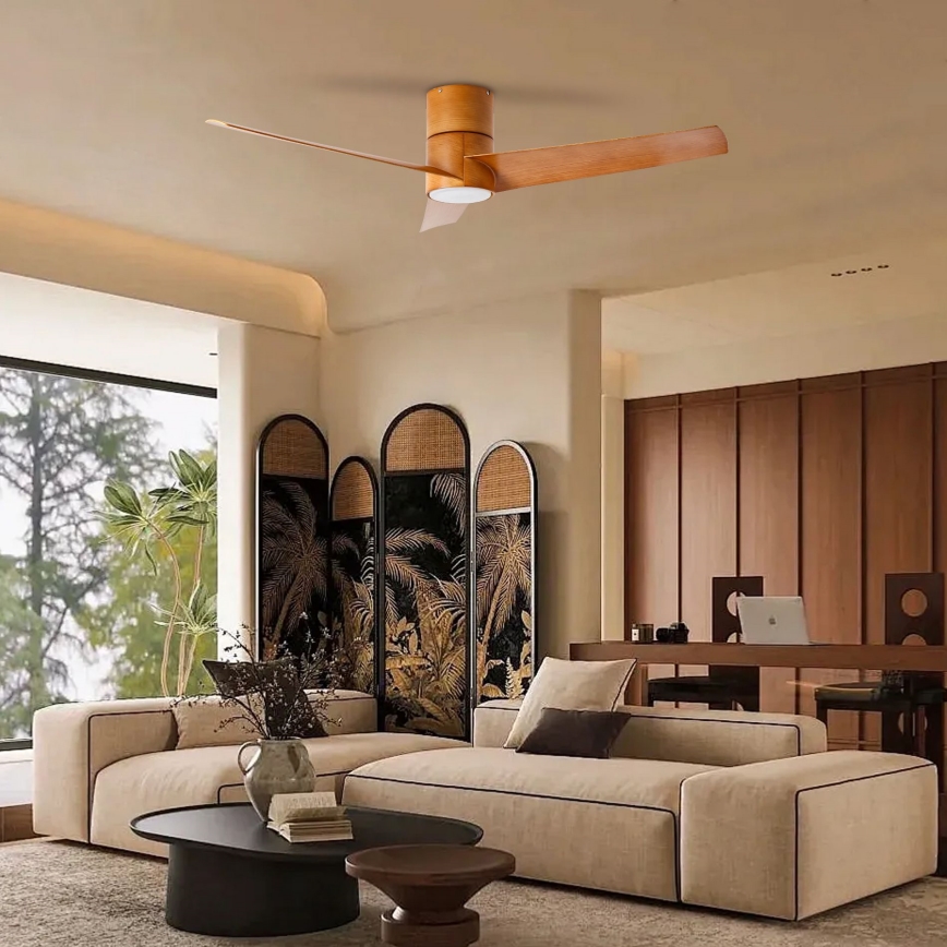 ZEVENTI - LED-Deckenventilator BARROSA LED/18W/230V 3000/4000/6000K Wi‑Fi (Tuya) braun + Fernbedienung