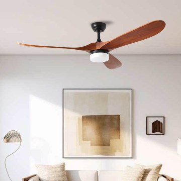 ZEVENTI - LED-Deckenventilator GINOSA LED/18W/230V 3000/4000/6000K Wi-Fi Tuya schwarz/Eiche + Fernbedienung