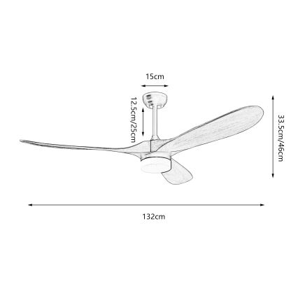 ZEVENTI - LED-Deckenventilator GINOSA LED/18W/230V 3000/4000/6000K Wi-Fi Tuya schwarz/Eiche + Fernbedienung
