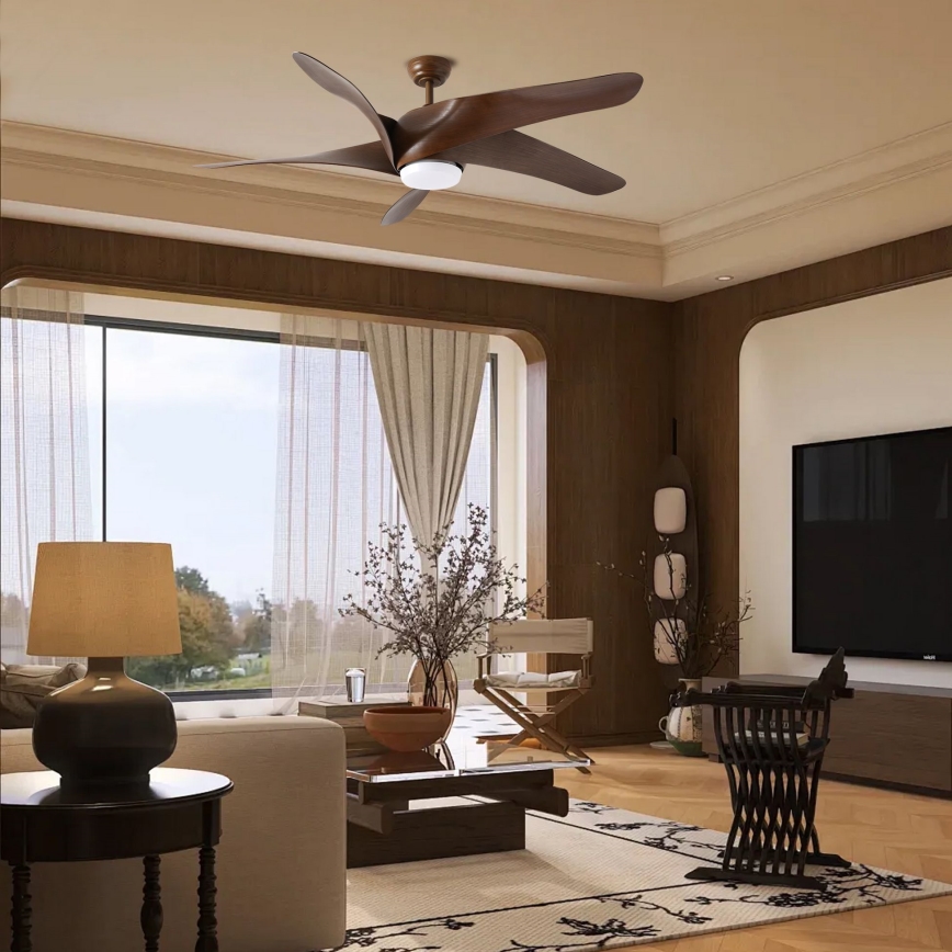 ZEVENTI - LED-Deckenventilator LUCCA LED/18W/230V 3000/4000/6000K Wi-Fi Tuya braun + Fernbedienung