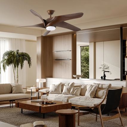 ZEVENTI - LED-Deckenventilator LUCCA LED/18W/230V 3000/4000/6000K Wi-Fi Tuya braun + Fernbedienung