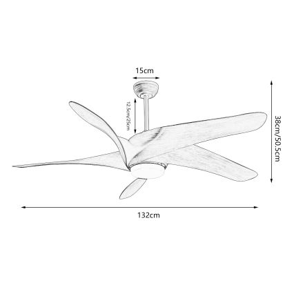 ZEVENTI - LED-Deckenventilator LUCCA LED/18W/230V 3000/4000/6000K Wi-Fi Tuya braun + Fernbedienung
