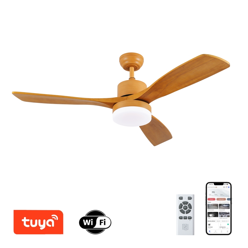ZEVENTI - LED Deckenventilator MARE LED/24W/230V 3000/4000/6000K Wi-Fi Tuya Eiche + Fernbedienung