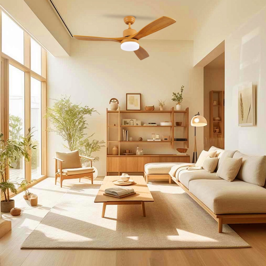 ZEVENTI - LED Deckenventilator MARE LED/24W/230V 3000/4000/6000K Wi-Fi Tuya Eiche + Fernbedienung