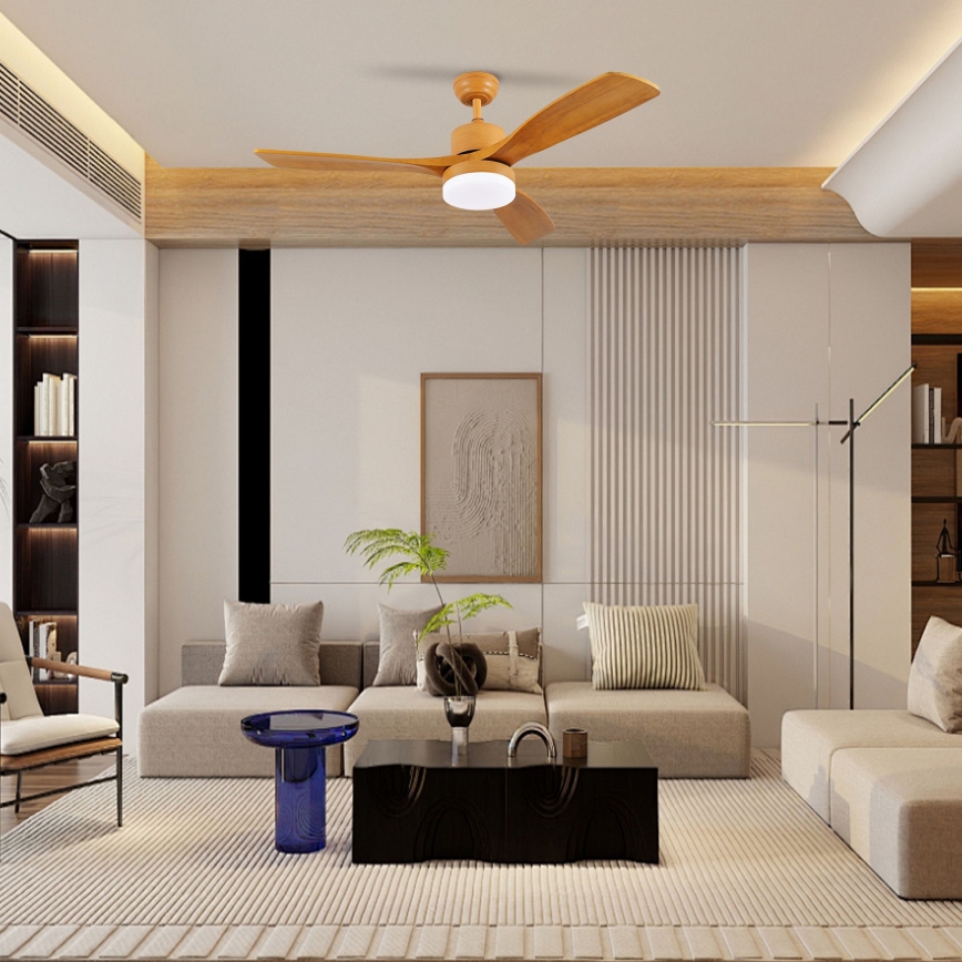 ZEVENTI - LED Deckenventilator MARE LED/24W/230V 3000/4000/6000K Wi-Fi Tuya Eiche + Fernbedienung