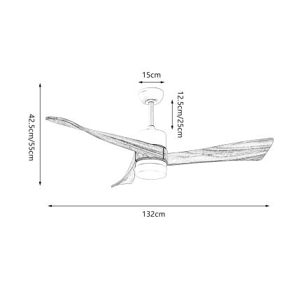ZEVENTI - LED-Deckenventilator NATURITO LED/18W/230V 3000/4000/6000K Wi-Fi Tuya schwarz/Eiche + Fernbedienung