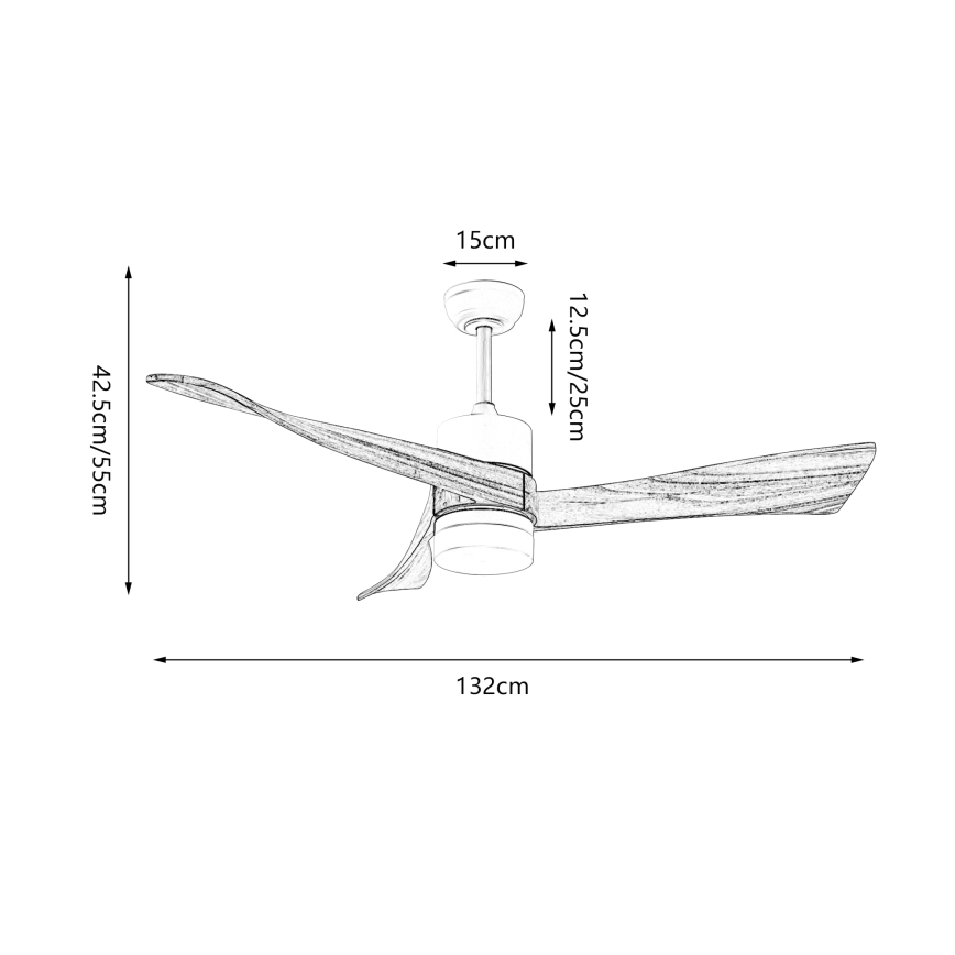 ZEVENTI - LED-Deckenventilator NATURITO LED/18W/230V 3000/4000/6000K Wi-Fi Tuya schwarz/Eiche + Fernbedienung
