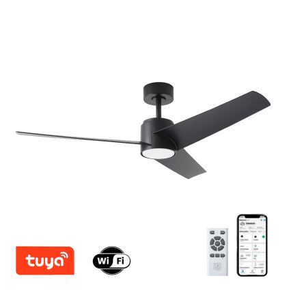 ZEVENTI - LED-Deckenventilator ORVIETO LED/18W/230V 3000/4000/6000K Wi-Fi Tuya schwarz + Fernbedienung