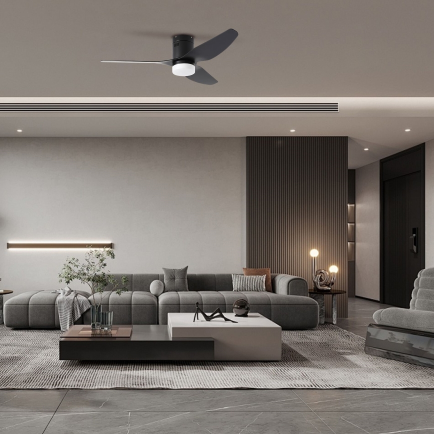 ZEVENTI - LED Deckenventilator PADUA LED/18W/230V 3000-6000K Wi-Fi Tuya schwarz + Fernbedienung