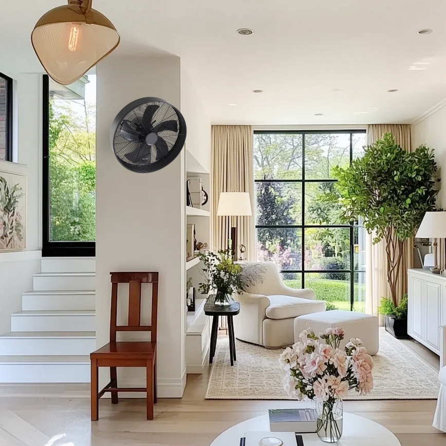 ZEVENTI - Wandventilator FANNY 50W/230V schwarz + Fernbedienung