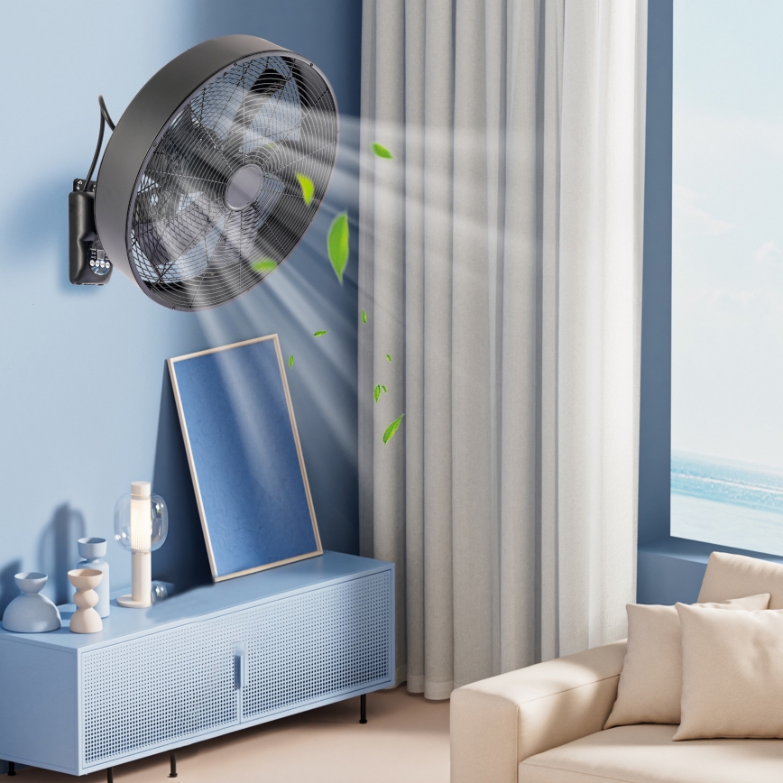 ZEVENTI - Wandventilator FANNY 50W/230V schwarz + Fernbedienung