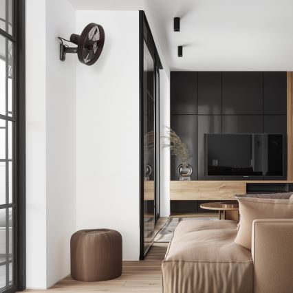 ZEVENTI - Wandventilator FREEZE 50W/230V d 40 cm schwarz/braun + Fernbedienung