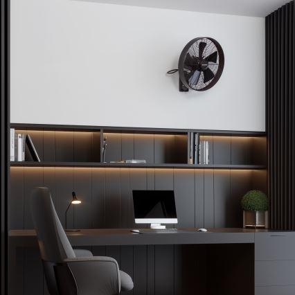 ZEVENTI - Wandventilator FREEZE 50W/230V d 40 cm schwarz/braun + Fernbedienung