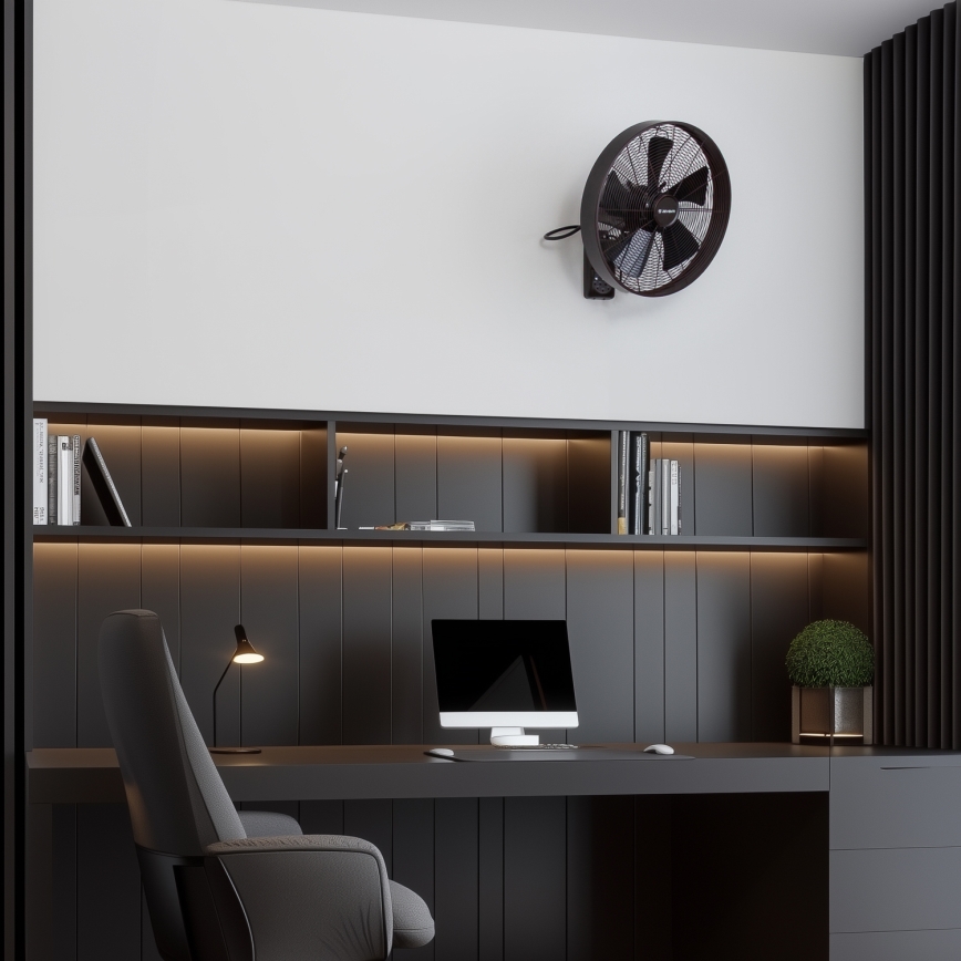 ZEVENTI - Wandventilator FREEZE 50W/230V d 40 cm schwarz/braun + Fernbedienung