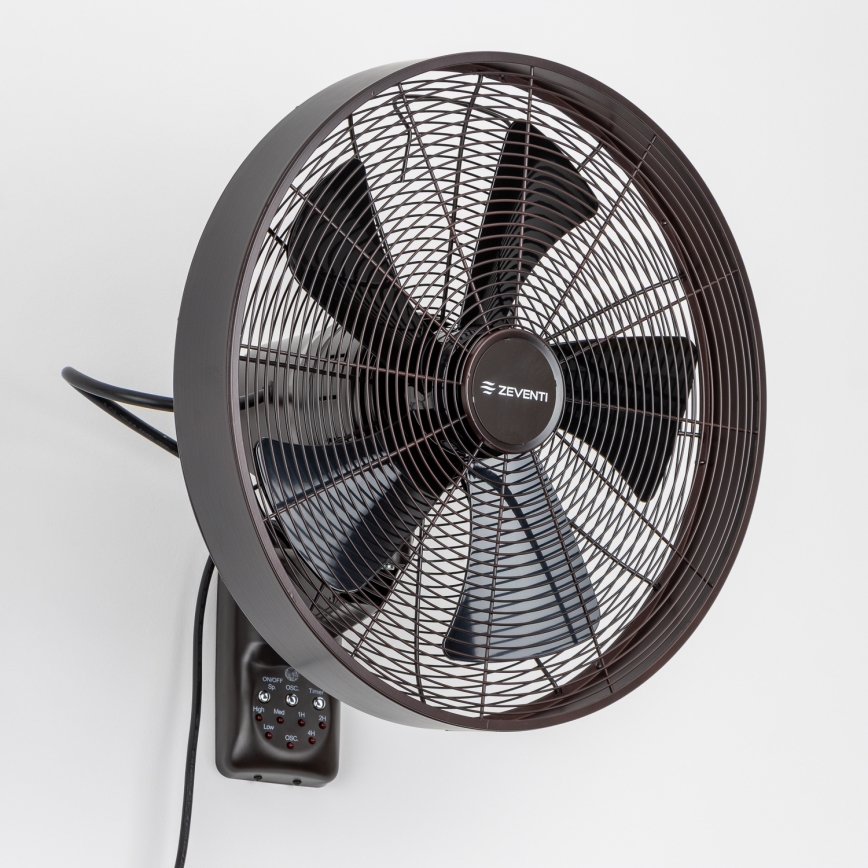 ZEVENTI - Wandventilator FREEZE 50W/230V d 40 cm schwarz/braun + Fernbedienung