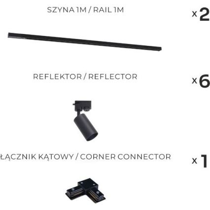 Zuma Line - Einbaustrahler im 6xGU10/35W/230V Schienensystem schwarz