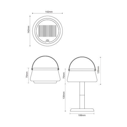 Zuma Line - LED dimmbare solarbetriebene Tischlampe LED/2,2W/2000 mAh IP44 schwarz