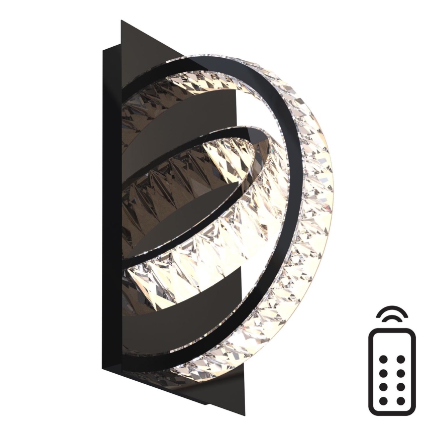 Zuma Line - LED dimmbare Kristall-Wandleuchte LED/18W/230V 2700-6000K Schwarz + Fernbedienung