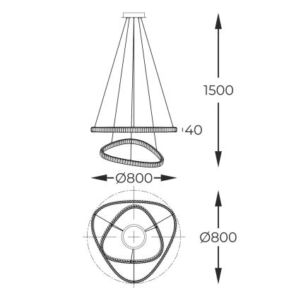 Zuma Line - LED dimmbarer Kristall-Pendelleuchter an Seil LED/36W/230V 2700-6000K + Fernbedienung