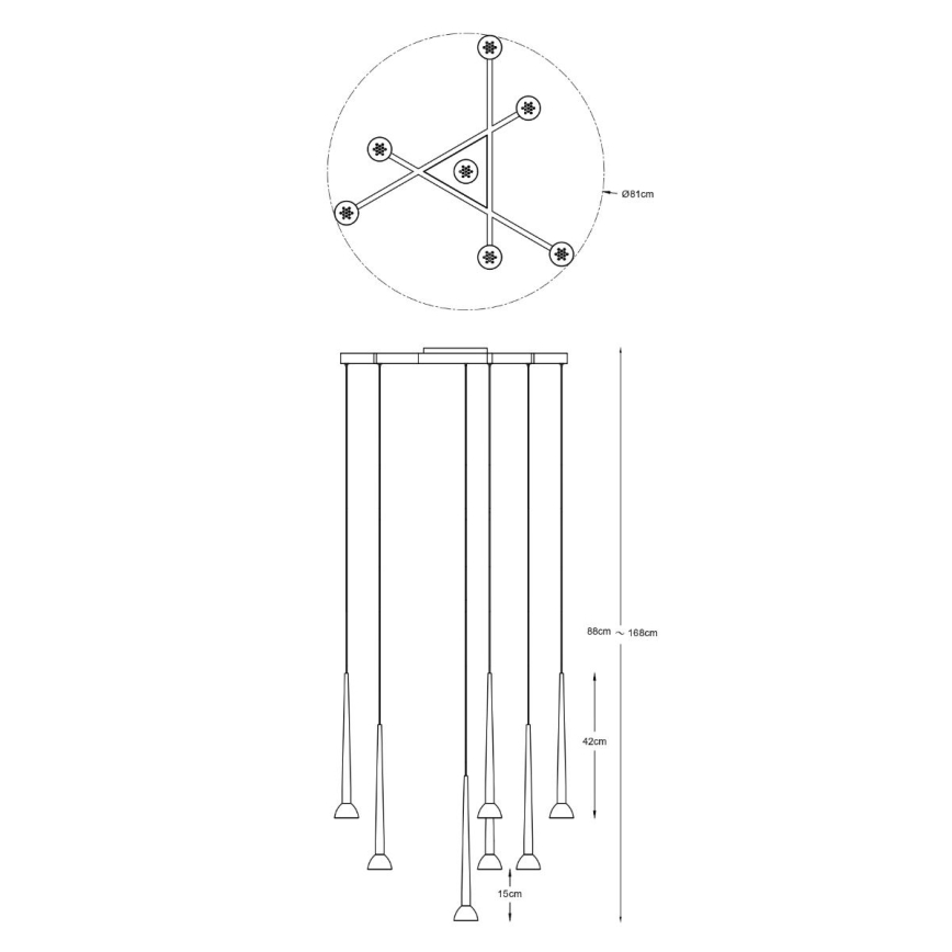 Zuma Line - LED-Pendelleuchte mit Seilaufhängung 7xLED/6W/230V schwarz