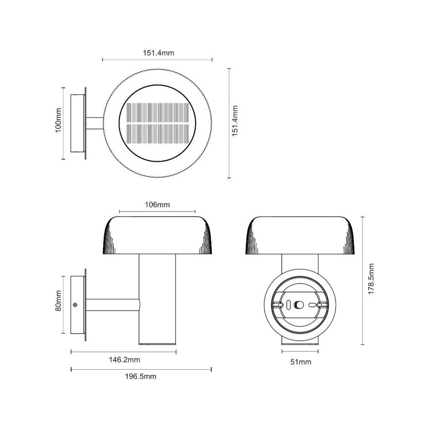 Zuma Line - LED Solar-Wandleuchte LED/2,5W/2000 mAh IP44 schwarz