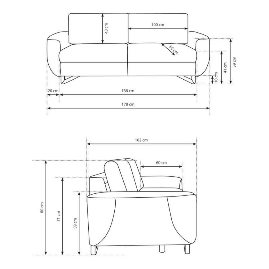 Zweisitziges Sofa AVESTA in Blau